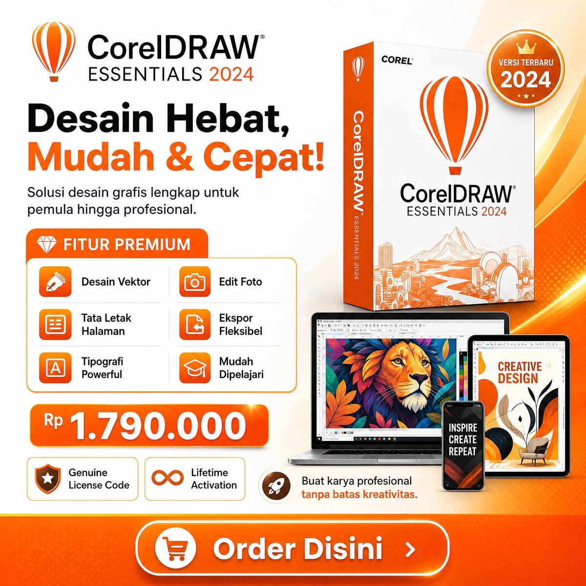 digitaleidn's tweet photo. Saatnya Wujudkan Ide Hebat Kreatifmu menggunakan CorelDRAW untuk Hasil Desain Profesional dengan Performa Lebih Cepat dan Lengkap. Harga Terjangkau, Hasil Sempurna.

✅ Original Software ✅ Digital License Code ✅ 100% Money-Back Guarantee

#CorelDRAW #Vector #Illustrator https://t.co/D32eFkZ9Qx