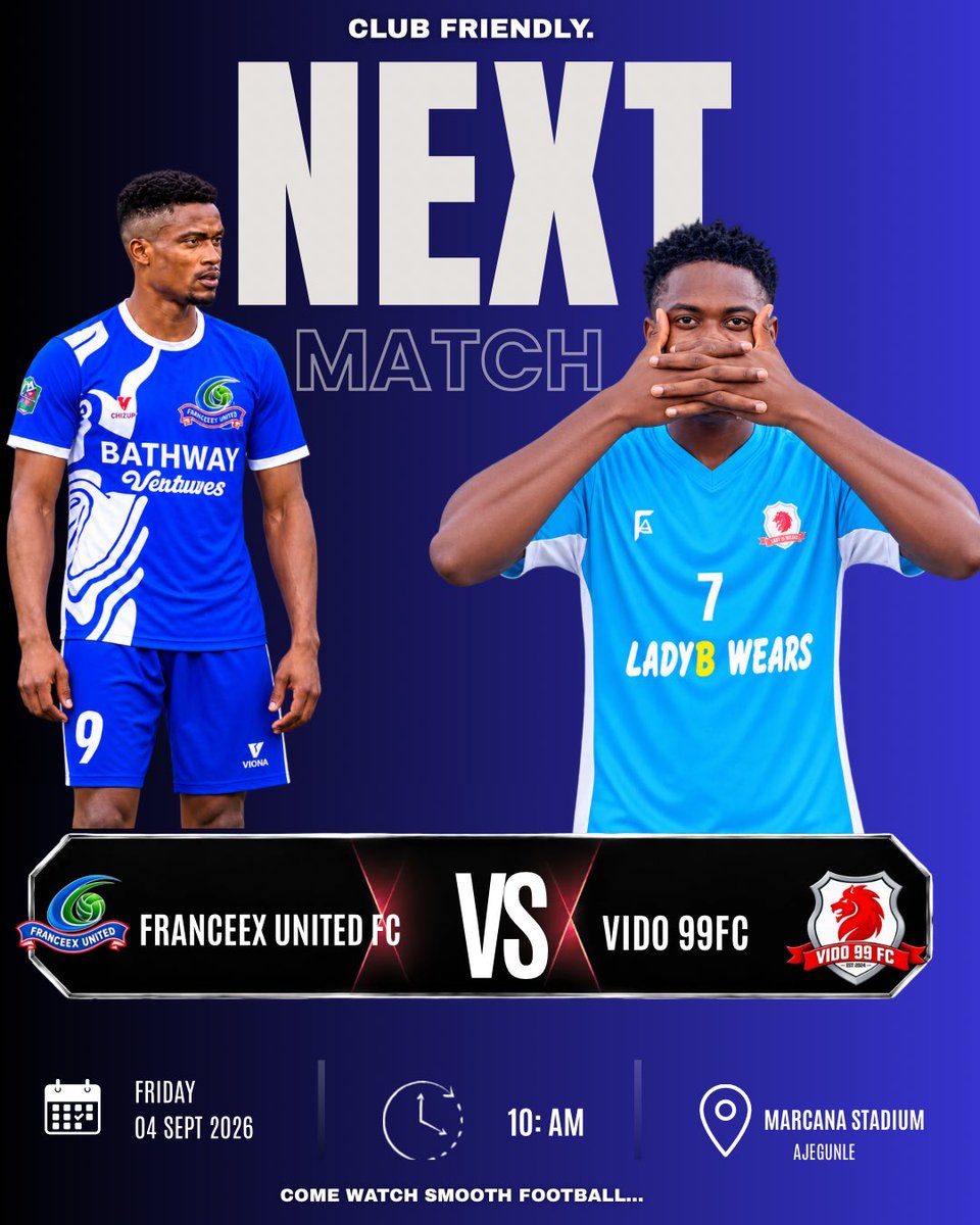 Vido99fc's tweet photo. THE BATTLE IS ON! ⚔️⚽
Vido 99 fc takes on Franceex united fc in a clash filled with passion, pride and determination.
Who takes the bragging rights? 👀 
90 minutes. Full intensity. No excuses. 🔥
Two teams. One battle. One pitch. 🏟️

#MatchDay #FranceexUnited #Vido99FC #Football https://t.co/3SMvTNkoHH