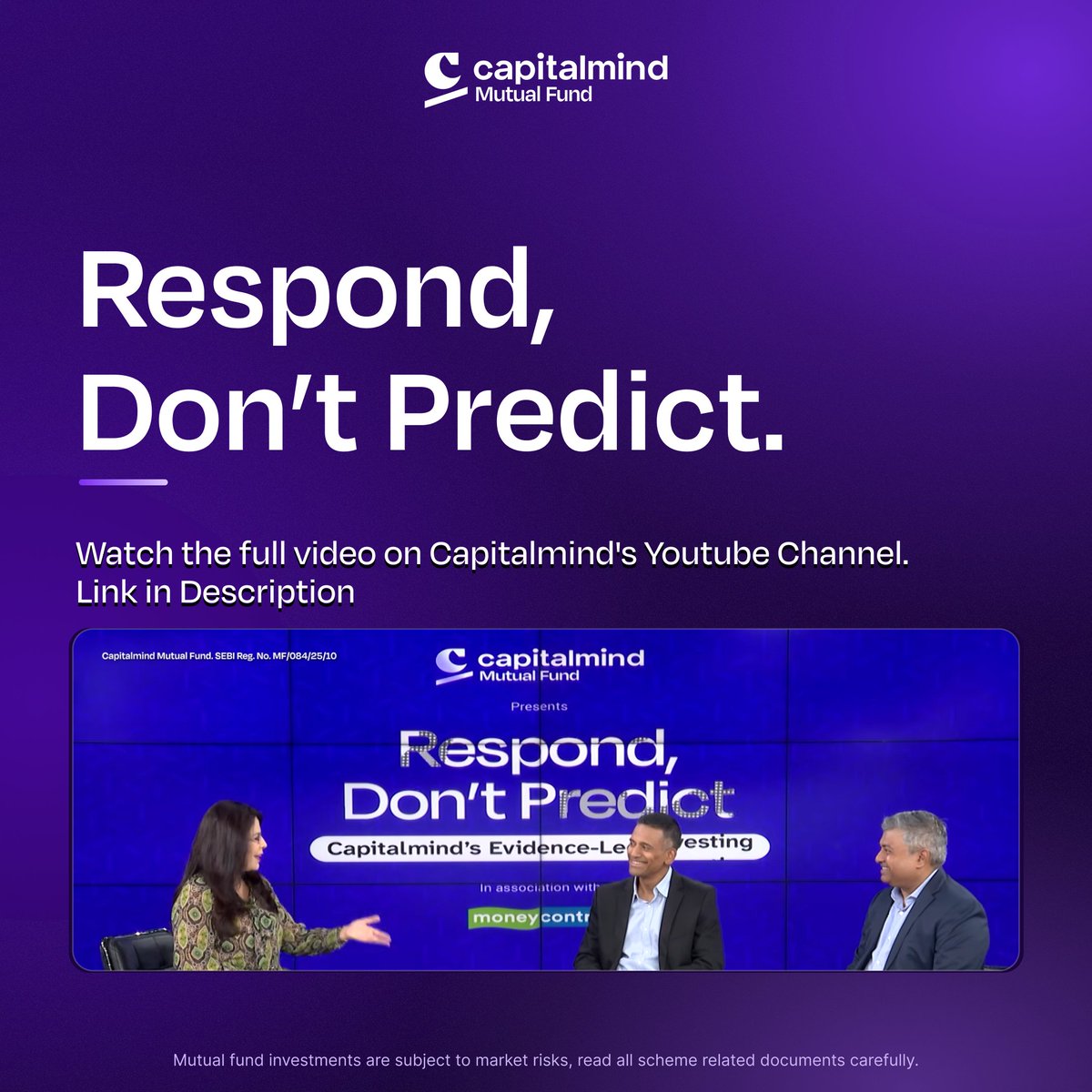 CapitalmindMF's tweet photo. "We are not married to any one investment style"

In this conversation with @moneycontrolcom , @deepakshenoy  and @CalmInvestor  walk through how Capitalmind Mutual Fund handled its first year of chaos — not by predicting any of it, but by building a process that just... responds.

Deepak also delves into why a great company still gets sold the moment the data turns: "My stock doesn't love me back."

Also in here: why the whole philosophy basically boils down to "in God we trust, everyone else must bring data," why high churn isn't automatically a bad word, and why sitting in cash is a position — not a cop-out.

Watch the full conversation → https://t.co/nXKHFNtjmF

Mutual fund investments are subject to market risks, read all scheme-related documents carefully.