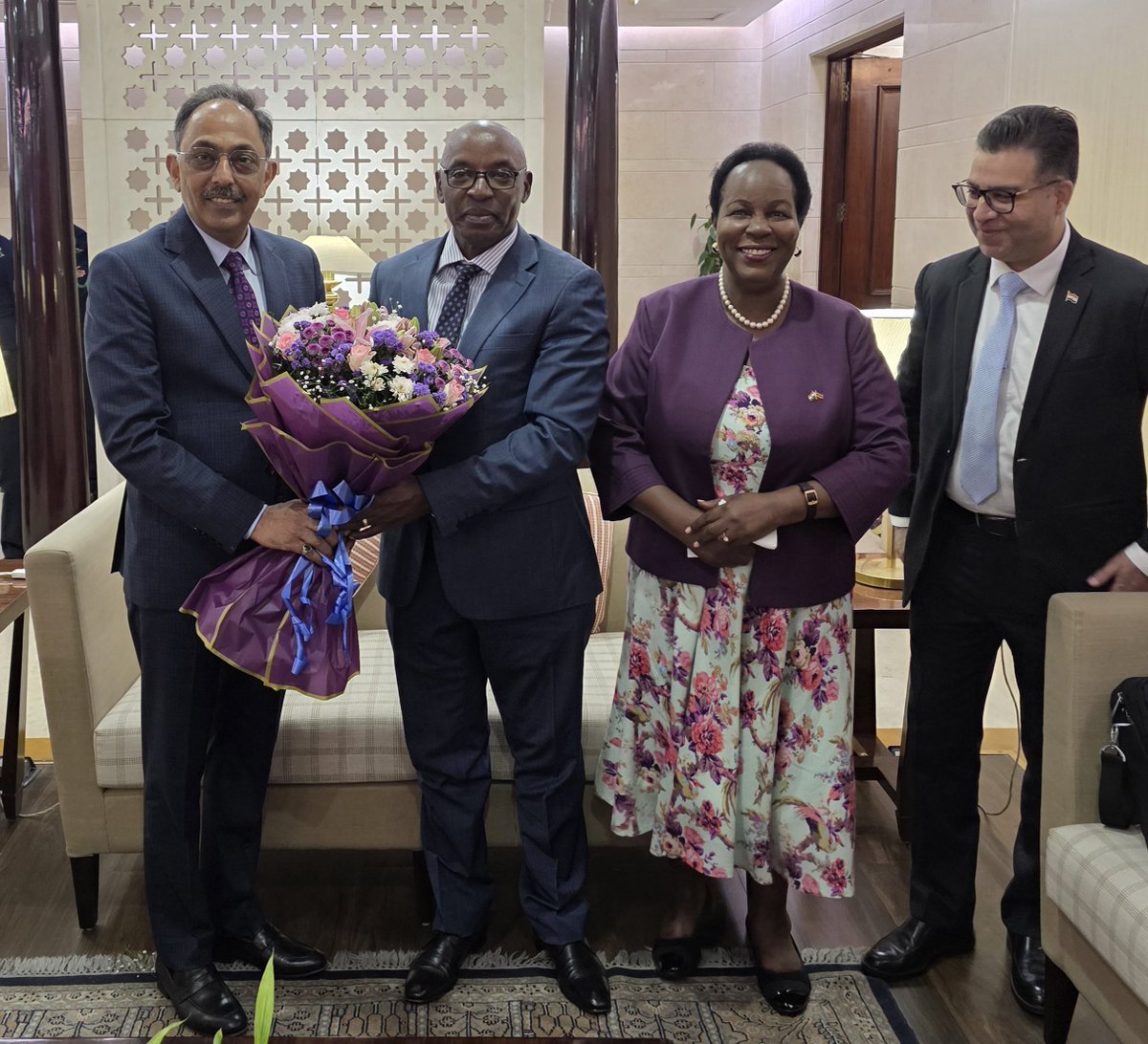 UGHighCommND's tweet photo. Justice Dr. Flavian Zeija, Chief Justice of Uganda has arrived in New Delhi, India where he is scheduled to participate in the BRICS Chief Justices’ Forum, convened by the Supreme Court of India for BRICS Member States and Partner States.

He was received by Shri Bharat Parashar, Secretary General of the Supreme Court of India and the High Commissioner Prof. Joyce Kakuramatsi Kikafunda.