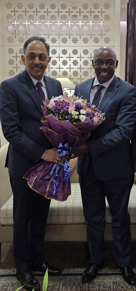 UGHighCommND's tweet photo. Justice Dr. Flavian Zeija, Chief Justice of Uganda has arrived in New Delhi, India where he is scheduled to participate in the BRICS Chief Justices’ Forum, convened by the Supreme Court of India for BRICS Member States and Partner States.

He was received by Shri Bharat Parashar, Secretary General of the Supreme Court of India and the High Commissioner Prof. Joyce Kakuramatsi Kikafunda.