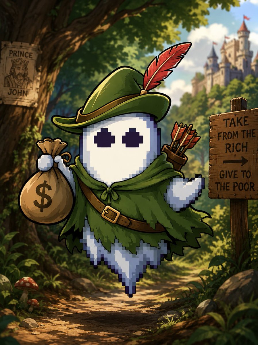 GH1STSOL's tweet photo. 👻 The Legend of Robin Hood Ghost ($RHG)

Long ago, a mysterious ghost wandered through the darkest corners of the kingdom. They called him Robin Hood Ghost.

He wasn���t interested in gold, fame, or power. He appeared wherever the rich hoarded too much and the poor had too little. With his ghostly arrows, he would steal from the greedy and give back to those who needed it most.

Then one night, Robin Hood Ghost discovered the blockchain.

He realized he didn’t need a bow anymore — he had memes. He didn’t need a forest — he had the internet. And he didn’t need a kingdom — he had a community.

Now, $RHG has returned.

The ghost rides through the crypto streets, haunting greedy wallets, spreading memes, and carrying the spirit of giving wherever he goes.

Steal from the greedy. Give to the community. Leave your mark on the blockchain.

🏹👻 Robin Hood Ghost — The ghost that gives back to the poor.