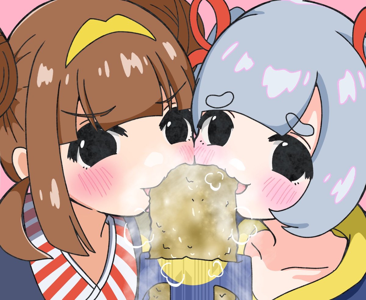 VmoYv4JiSm67244's tweet photo. もち子ちゃんと食べ美ちゃんが仲良く月見パイを食べてるだけの絵です😊 https://t.co/ytXlQoVyvB