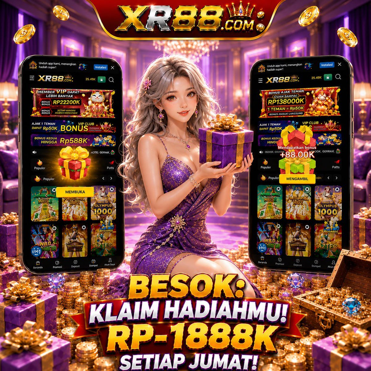 XR88com's tweet photo. 🎉 Kode bonus hari ini: 8️⃣8️⃣5️⃣9️⃣5️⃣🎉
💸Bonus Jumat besok!💸Login besok dan dapatkan kesempatan untuk memenangkan hadiah 🎁dan hadiah uang tunai hingga 💸1888k💸✨ https://t.co/uqWfahRegZ