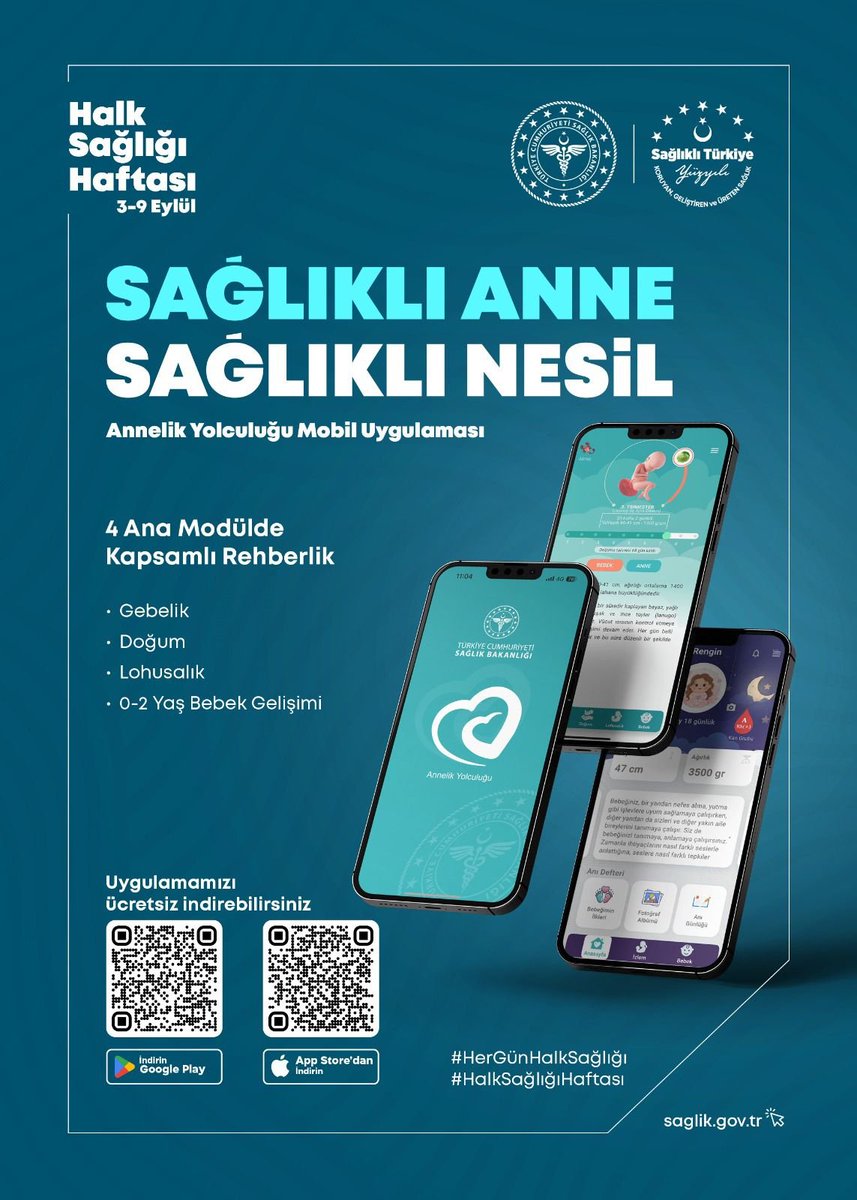 Ayvacikdevh's tweet photo. Annelik Yolculuğu Mobil Uygulaması ile gebelikten bebeğinizin 0-2 yaş dönemine kadar uzanan tüm süreç boyunca yanınızdayız.

Uygulamayı indirerek siz de bu yolculukta güvenilir bilgi ve rehberliğe kolaylıkla ulaşabilirsiniz.

#HerGünHalkSağlığı
#HalkSağlığıHaftası https://t.co/SV14LXMicB