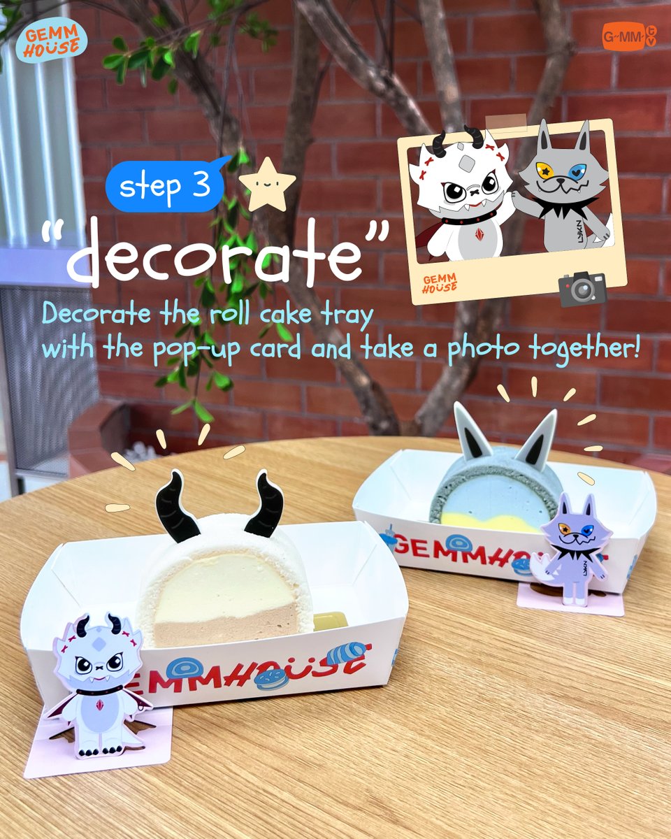 GEMMHOUSE's tweet photo. Roll Cake อย่างเดียวว่าน่ารักแล้ว.... แต่ถ้ามี POP-UP CARD มาเสริมทัพจะน่ารักคูณสอง <3 🍰✨

Roll cakes are already cute, but adding a POP-UP CARD makes them twice as adorable! 

🔗 Reservations open via https://t.co/lulRmfu6ur

See you at GEMM HOUSE! 
🗓️ OPEN DAILY 
⏳ 9 AM - 9 PM
📍 2nd Floor, GMM Grammy Place 

#GEMMHOUSE #GMMTV