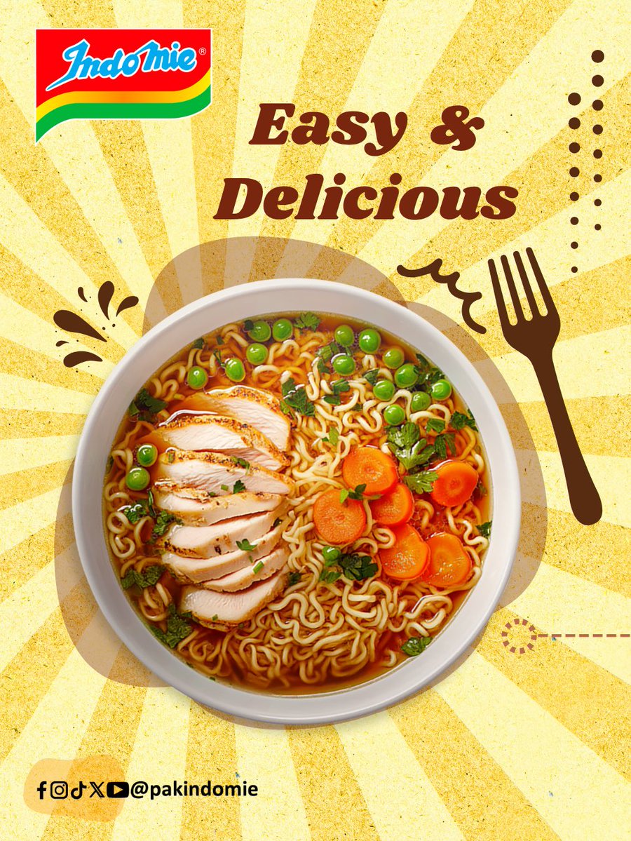 pakindomie's tweet photo. Easy to make. Delicious to eat. 🍜

Add your favorite ingredients to your favorite Indomie Instant Noodles and enjoy a delicious bowl in just 3 minutes. 💛

#IndomiePakistan #pakindomie #SabKiPasand #InstantNoodles https://t.co/Yw5aZMpKnV