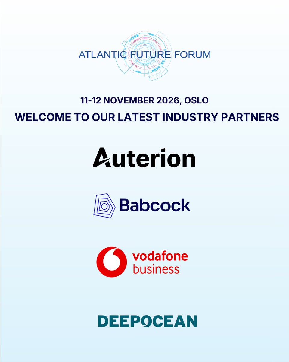 FutureAtlantic's tweet photo. Atlantic Future Forum is pleased to announce our latest industry partners for AFF’2026:

@auterion 
@Babcockplc 
@VodafoneBiz 
@DeepOceanGroup https://t.co/FkYJdY0WH7