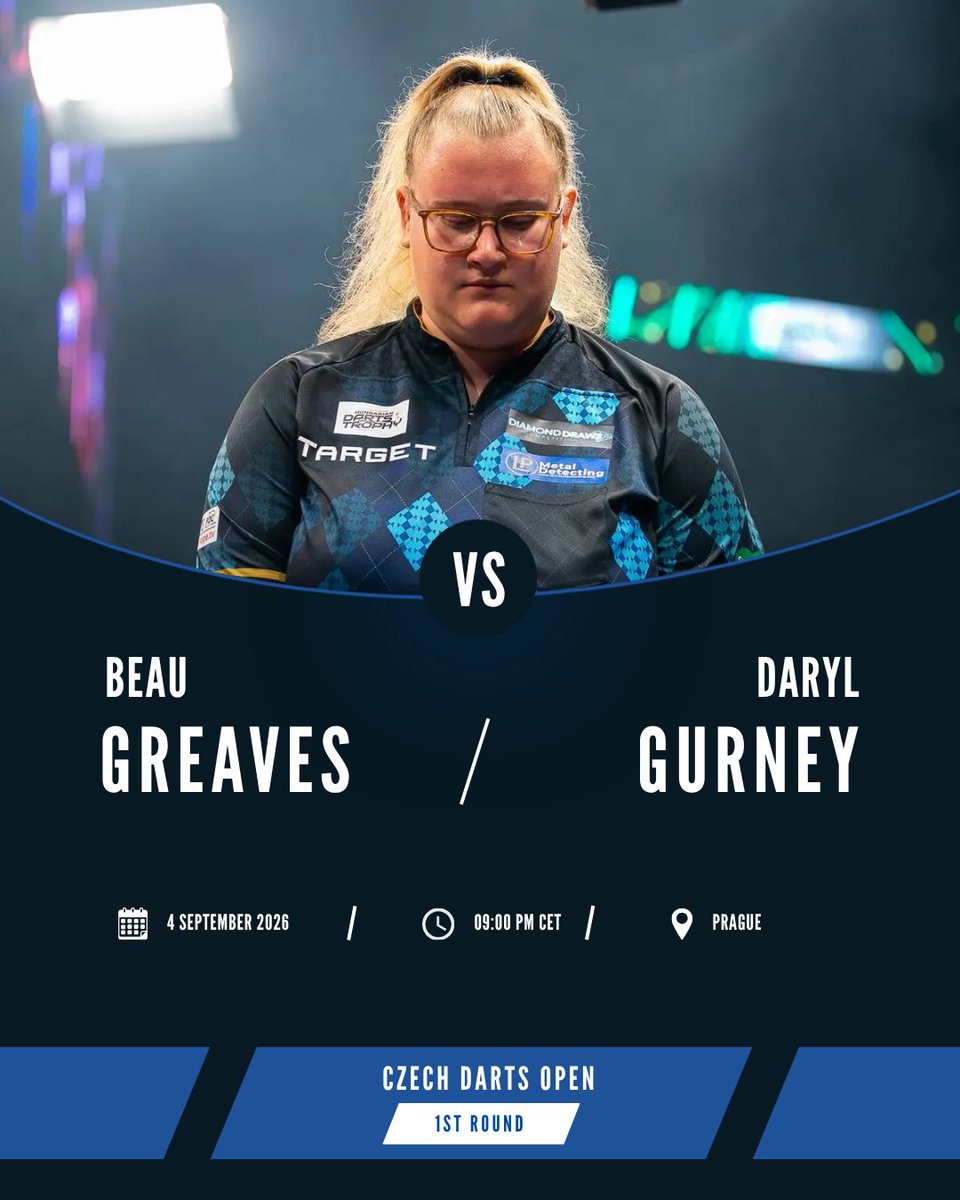 BGUpdates180's tweet photo. 🇨🇿 PRAGUE, HERE WE GO! 🎯

Beau Greaves begins her European Tour campaign in Prague! 🔥

🎯 1st Round: Beau Greaves vs D. Gurney

Time to step up and fight for the next round! 💪🏆

COME ON, BEAU! 🎯🔥

#BeauGreaves #EuropeanTour #Prague #Darts #PDC https://t.co/WG7nwROcXM
