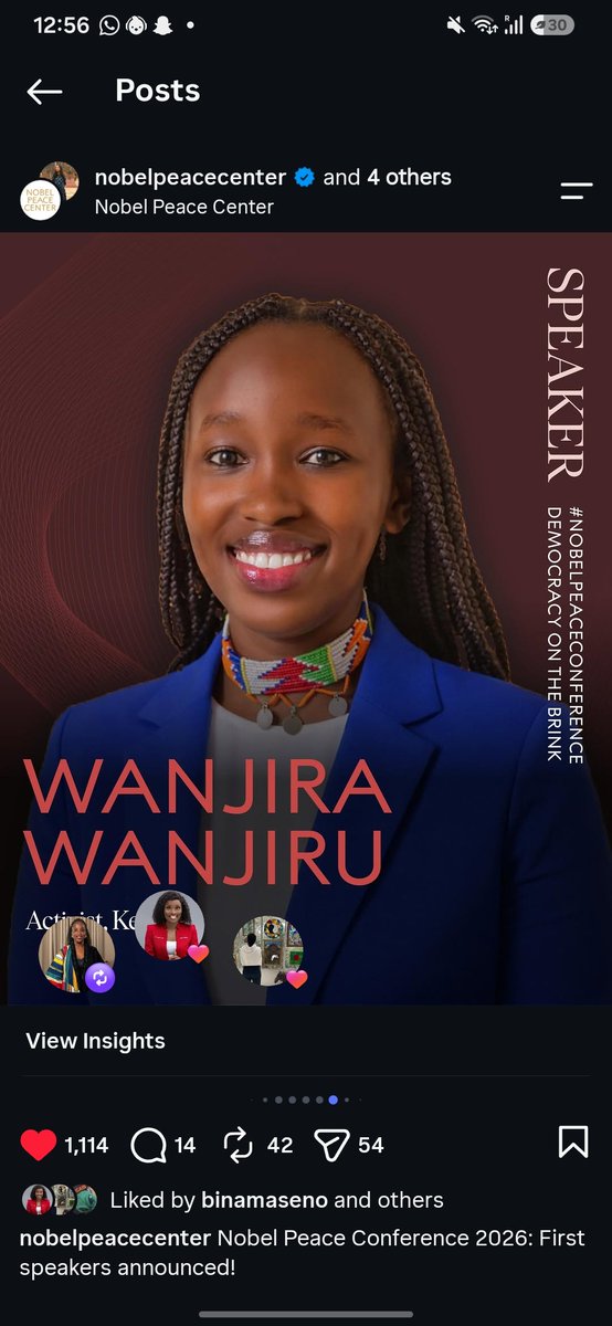 wanjirunjira's tweet photo. Wsup my country people!Super honored to be a panelist at the Nobel Peace conference taking place is Oslo, Norway. Topic: Democracy on the brink. Genzs, I'm also here to represent us and our vision. Mnataka nihighlight nini? https://t.co/CXDKw28VeF