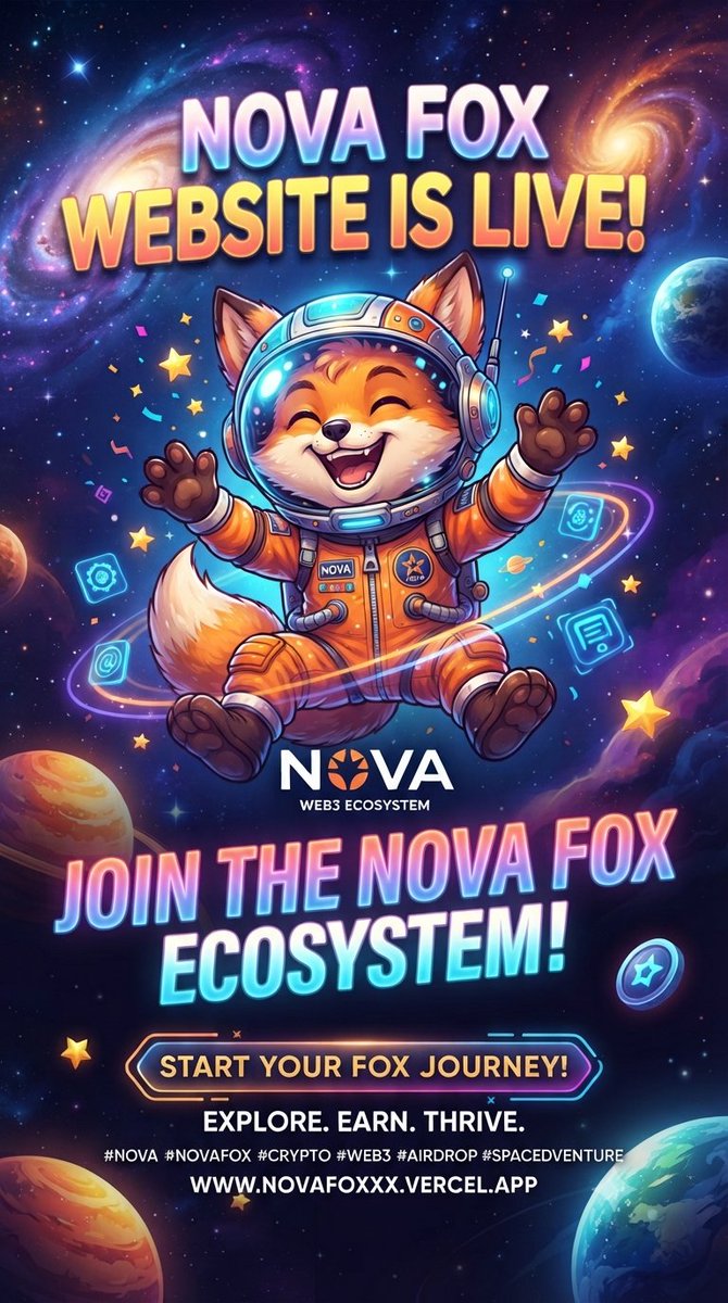 NOVAverse12's tweet photo. Nova Fox Website is LIVE! 🚀🦊
The space adventure has officially begun. Jump in, start earning points, and secure your bag for the upcoming airdrop and listing! 💎✨

🔗 https://t.co/AP6dBG28Hm

#NovaFox #Airdrop #Web3 #Crypto #Listing #PlayToEarn https://t.co/mcYiZlQEmO