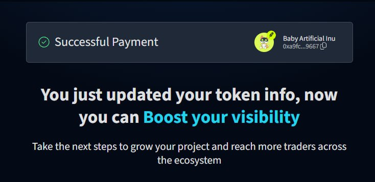 _BABYAI's tweet photo. Just Paid Dextools update for Baby Artificial Inu! https://t.co/bOSjFK2Yb2