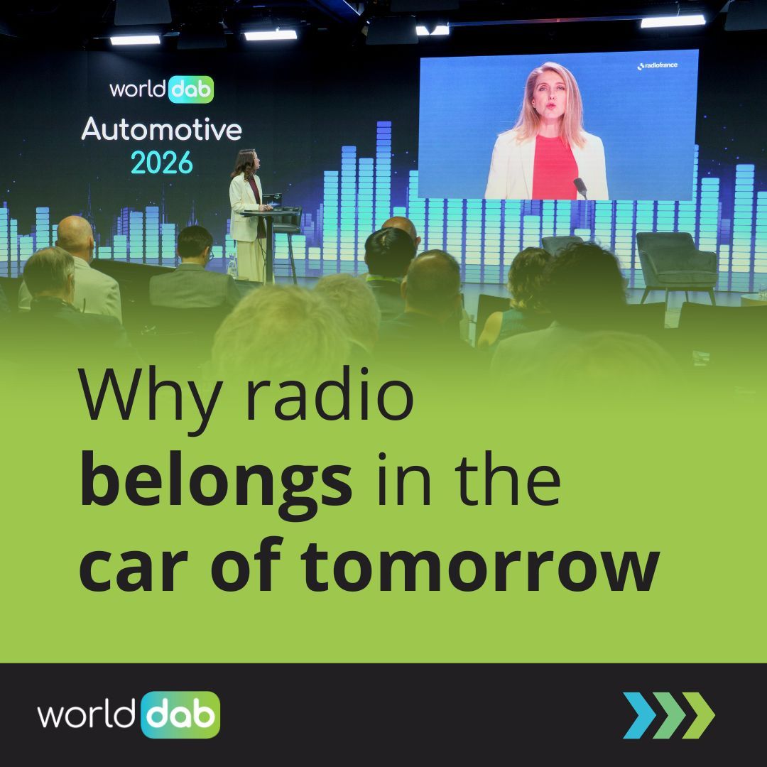 WorldDAB's tweet photo. The connected car is becoming a main gateway to information, culture and public debate. @SibyleVeil, CEO of @radiofrance, shares her view on why that matters. Full address from WorldDAB Automotive 2026 on YouTube. https://t.co/vsqg9lRMUh