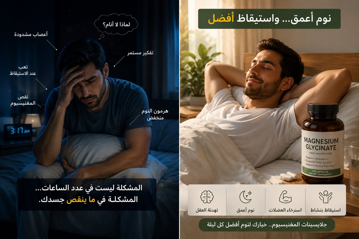 Fozan3rod's tweet photo. تنام 8 ساعات… وتصحى كأنك ما نمت؟ 😴

قبل ما تغيّر مخدتك أو تشتري جهاز نوم جديد، فيه معدن يستحق تعرف علاقته بجودة النوم.

والأهم: مو كل أنواع المغنيسيوم متشابهة. 👇🧵 https://t.co/fQW7Ewhu3y