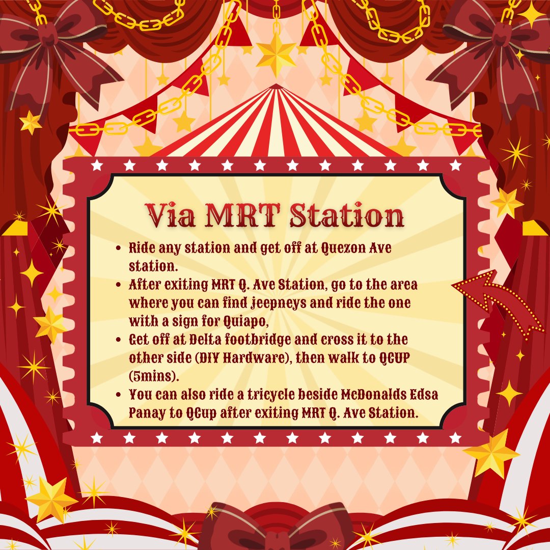 twstpartyph's tweet photo. 🎪 2 DAYS LEFT 'TIL THE CSE 🎪

Scared that you might get lost? Here's a transportation guide on how to go to the event's venue. See you there TWST Prefects!🎟️

Note: Feel free to message us if you have questions or inquiries.

#TPPHPlayfulLand #TwistedWonderland #Savanaclaw https://t.co/uB0dJtxM7y