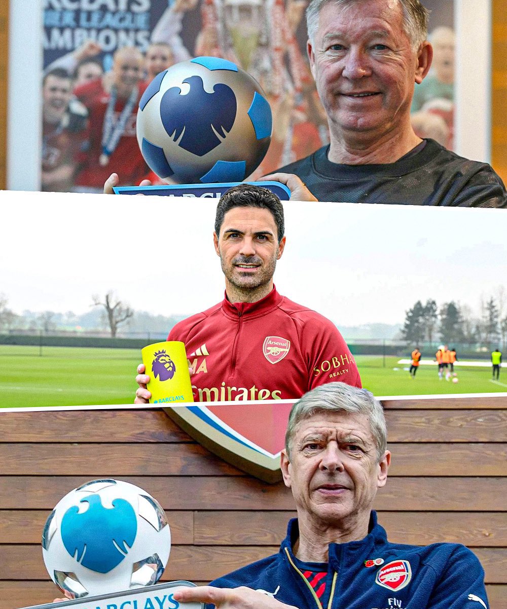 now_arsenaI's tweet photo. Only FIVE managers in Premier League history have won more Manager of the Month awards than Mikel Arteta.

🥇 Sir Alex Ferguson - 27 
🥈 Arsene Wenger - 15
🥉 Pep Guardiola - 13
4️⃣ David Moyes - 11
5️⃣ Jurgen Klopp - 10
6️⃣ Mikel Arteta - 8

The Arsenal manager has been nominated for the award again in August 2026 after winning the Community Shield and the first two games in the league.