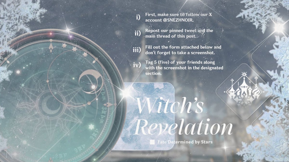 SNEZHNOIR's tweet photo. ㅤ
In the thick of snowstorms  roaring across
the  snow-blanketed lands, cast your gaze
against  the sky,   𝘤𝘳𝘰𝘴𝘴 𝘢 𝘩𝘦𝘢𝘳𝘵   and  hope
that  your cries   amidst   the    blizzard  be
heard   by   the   Witch   up  above.    ༝﹡˖˟
ㅤ https://t.co/qu6CGQmFfm