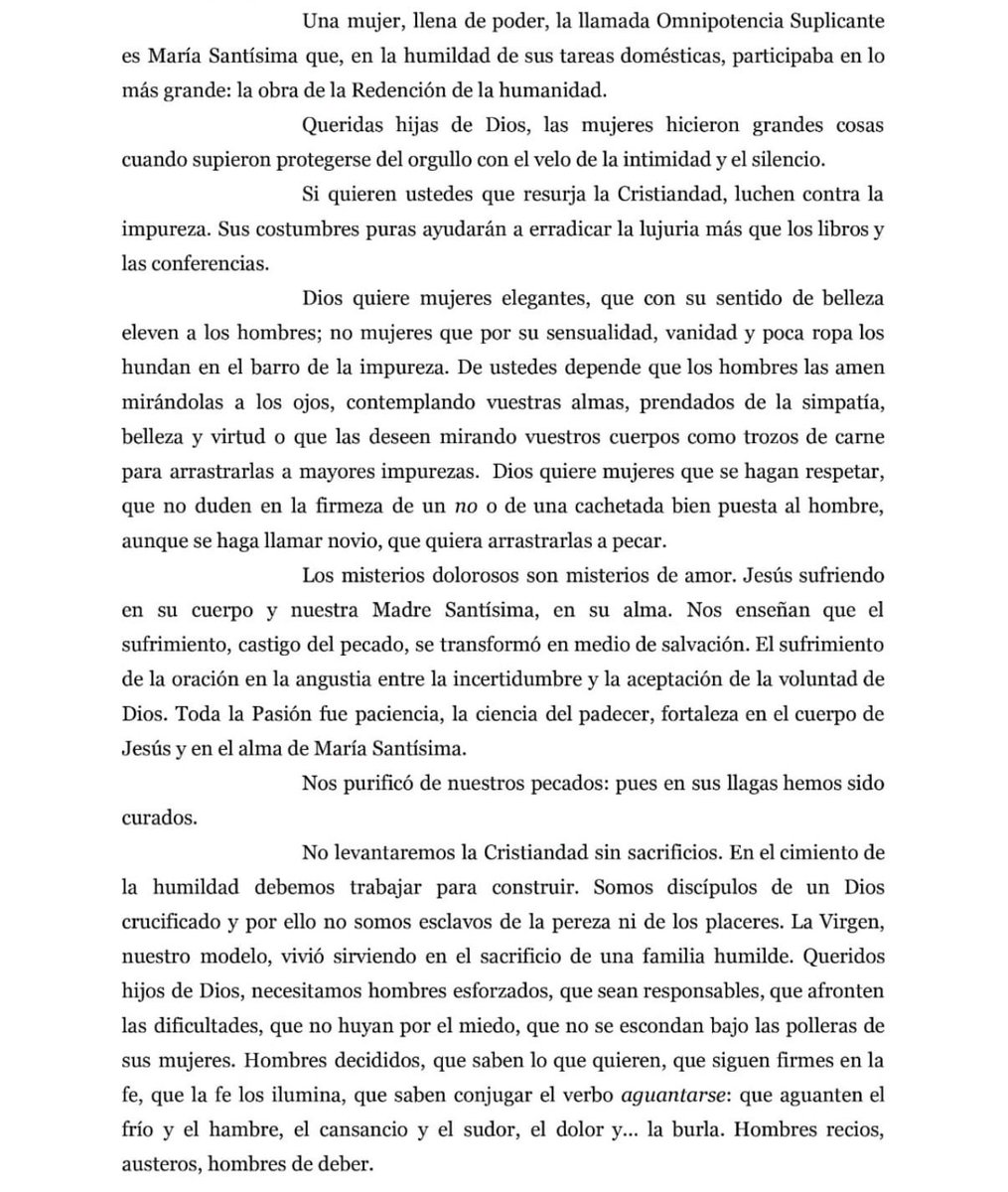 JuanDePatmos's tweet photo. No dejen de leer estos fragmentos de una gran homilía. 

“Los jóvenes tradicionales deben ser fuertes, no hacerse los duros;
ser humildes, no creerse superiores; piadosos, no estoicos.” https://t.co/cHxP6mfTZl