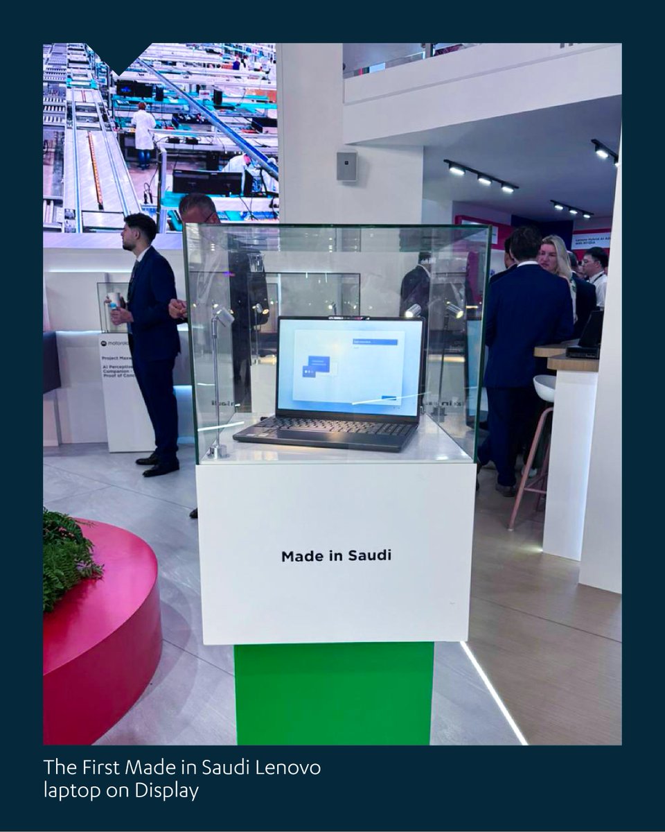 alat_tech's tweet photo. A first of its kind. Our partner @Lenovo unveiled its first laptop manufactured in Saudi Arabia, produced in Riyadh and revealed at @LEAPandInnovate 2026. 

Mass production starts late 2026. The start of a new era for advanced manufacturing in the Kingdom. 

Learn more: https://t.co/wJIjBHT3xf 

#Alat #LEAP2026 #Vision2030