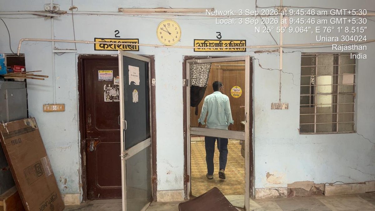 news21national's tweet photo. उनियारा में औचक निरीक्षण से हड़कंप, 303 सरकारी कर्मचारी मिले गैरहाजिर
#Uniara #UniaraNews #Tonk #TonkNews #SurpriseInspection #GovernmentOffice #GovernmentSchool #EmployeeAbsence #AdministrativeAction #SDM #SumanGurjar #DisciplinaryAction #LocalNews #BreakingNews #LatestNews #HindiNews #News21 #News21National @DCDMTonk @madandilawar