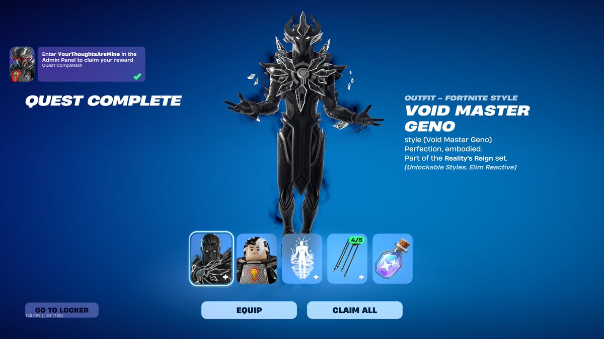 InfoFortniteES's tweet photo. Nuevo truco de lobby: “YourThoughtsAreMine”

Se puede usar tras completar los desafíos de Geno para conseguir su nuevo estilo y 5.000 de polvo de espíritu.

@FireMonkey https://t.co/50bZECswPh