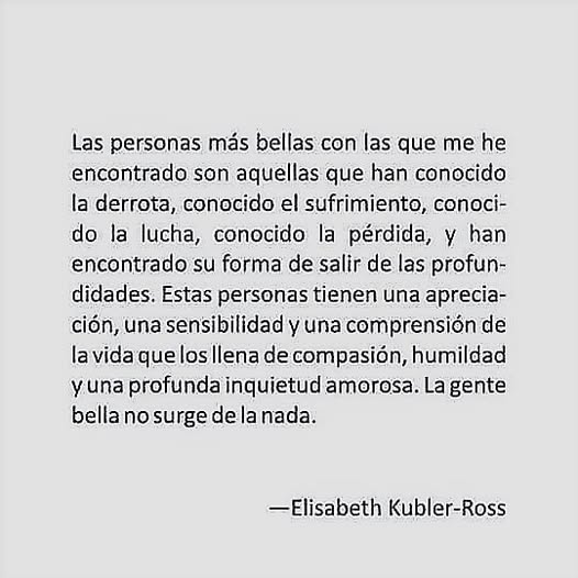 literlandweb1's tweet photo. "Conscientemente o no, estamos en una búsqueda de respuestas, tratando de aprender las lecciones de la vida. Luchamos con el miedo y la culpa. Buscamos significado, amor y poder. Tratamos de entender el miedo, la pérdida y el tiempo".
Elisabeth Kubler-Ross https://t.co/TjCVo8wdv7