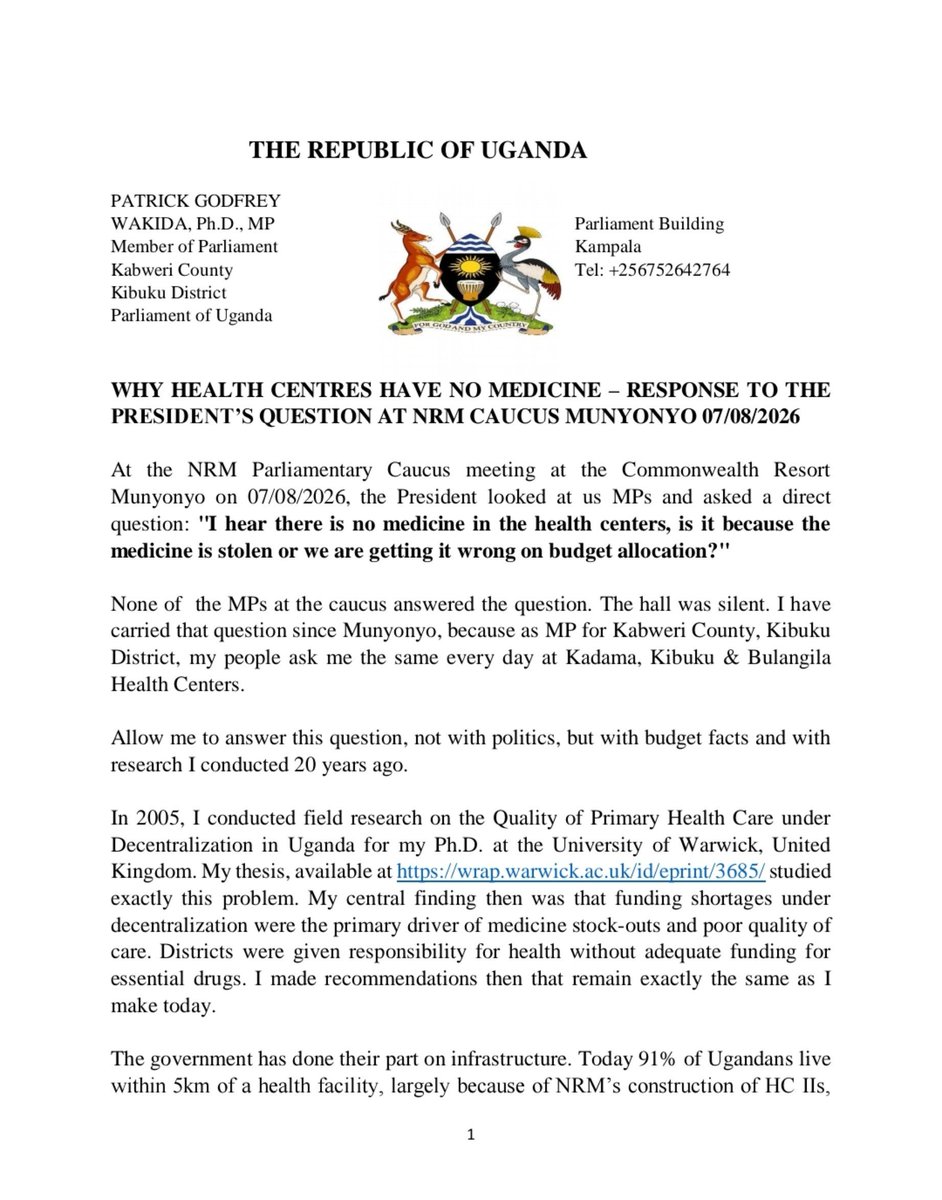 DrWakida's tweet photo. In 2005, I conducted field research on the Quality of Primary Health Care under Decentralization in Uganda for my Ph.D. at the University of Warwick, United 
Kingdom. 

My thesis, available at https://t.co/QQccUhbRtf  studied exactly this problem...  #TimeToWork https://t.co/DOyh6KpXe1