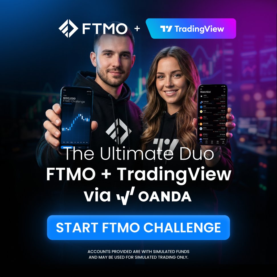 FTMO_com's tweet photo. TradingView is now available with FTMO via OANDA Broker Profile. Start FTMO Challenge now!