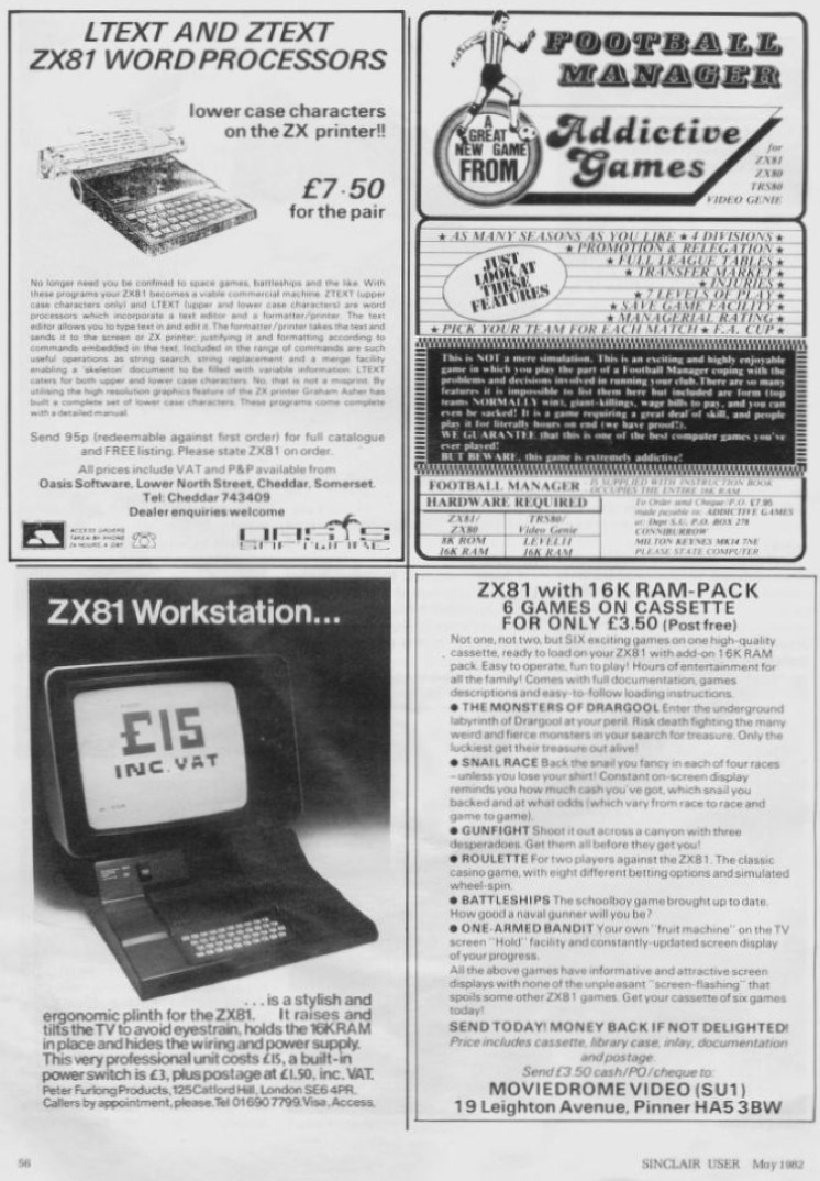 KevinToms's tweet photo. One of the very early ads for the 1982 Football Manager game!
#KevinToms #FootballManager #SinclairUser #RetroComputers #HomeComputers #Microcomputers #80sComputers #PersonalComputer #RetroPC #UKComputers #UKRetro https://t.co/78JiYs4Fet