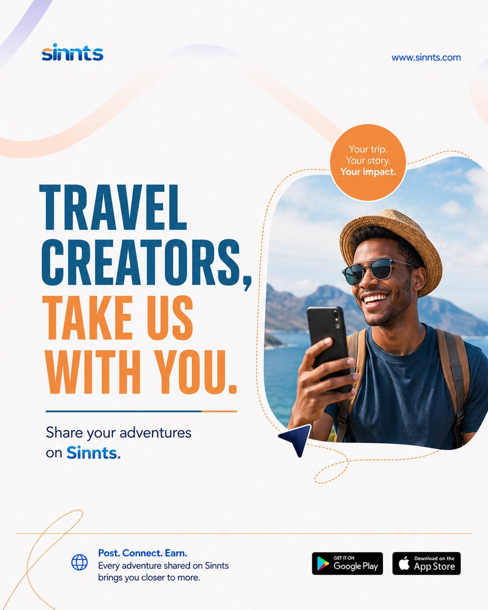 SinntsApp's tweet photo. Your next adventure deserves more than a camera roll. Travel creators, share the places you discover, the stories you experience and the moments that inspire you on Sinnts. Connect with a growing community, let your voice be heard and turn your adventures into impact. https://t.co/ZRQapq9DSn