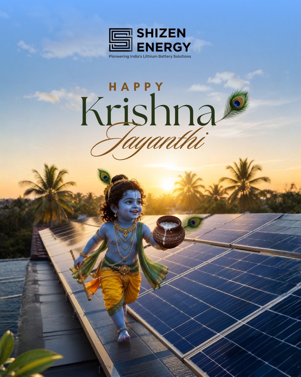 ShizenEnergyInd's tweet photo. Celebrating the divine spirit of Lord Krishna with joy, positivity, and togetherness. 🦚✨
May this Krishna Jayanthi bring peace, prosperity, and happiness to everyone. 💙

#ShizenEnergy #KrishnaJayanthi #Janmashtami #HappyKrishnaJayanthi #FestiveCelebration #DivineBlessings https://t.co/cmIW3BLFQU