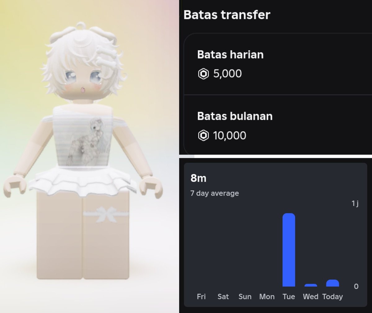 wipavlly's tweet photo. ⊹ ࣪ ˖ wts akun roblox limit 5kr/d🍓

♡ price : 40.000

— age 16 - 17 (verif atas)
— limit 10kr masih utuh
— reg philip 
— screentime Tue yang mainin seller sebelumnya cek gg

#akunroblox #bealanja #zonauang
💌https://t.co/mK0HXh7ymj https://t.co/Fyyvme8gVM
