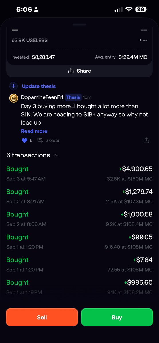 DopamineFeenFr1's tweet photo. I said I’m buying at least $1K of solana:Dz9mQ9NzkBcCsuGPFJ3r1bS4wgqKMHBPiVuniW8Mbonk every day.

Today I bought $5K.

That should tell you everything you need to know about my conviction.

I’m not waiting for a perfect entry.
I’m not trying to time every dip.

I’m building my position while the market is still giving me the opportunity.

solana:Dz9mQ9NzkBcCsuGPFJ3r1bS4wgqKMHBPiVuniW8Mbonk has the lore, the community, the attention and the kind of conviction that can turn into something much bigger when the market finally catches up.

I’m not here to flip solana:Dz9mQ9NzkBcCsuGPFJ3r1bS4wgqKMHBPiVuniW8Mbonk.

I’m here to accumulate.

And I’m just getting started. 🦍
@theunipcs 
@theuselesscoin