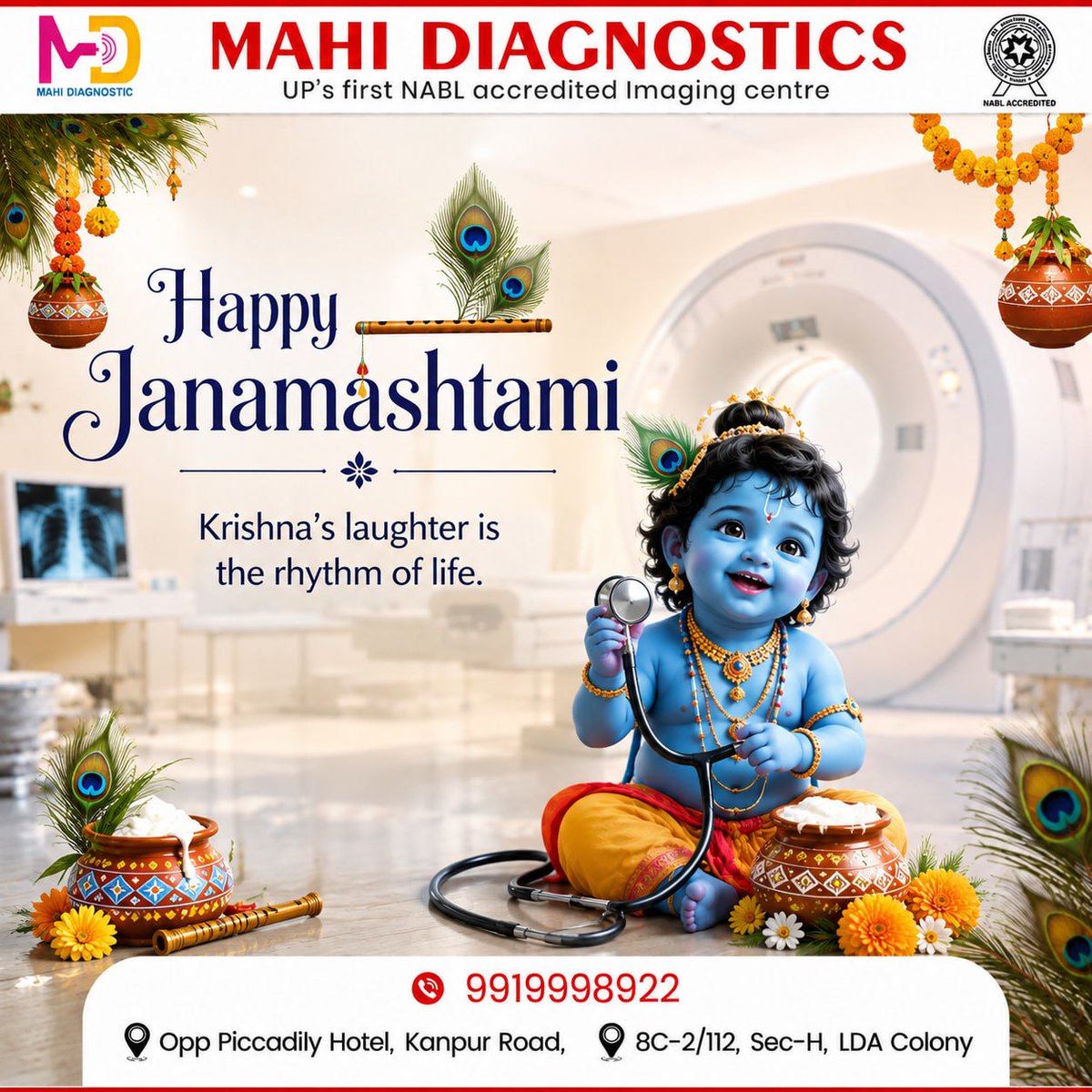 MahiDiagnostics's tweet photo. 🌸🦚 𝙅𝙖𝙣𝙢𝙖𝙨𝙝𝙩𝙖𝙢𝙞 𝘽𝙡𝙚𝙨𝙨𝙞𝙣𝙜𝙨 🌸🦚
On this sacred day of Shri Krishna Janmotsav, may every home be filled with joy, harmony, and good health. 🌿💙

💐 Happy Krishna Janmotsav 💐

#Janmashtami #KrishnaJanmotsav #BlessingsOfKanha #DiagnosticCenterinAlambagh https://t.co/InR5j5zM6U