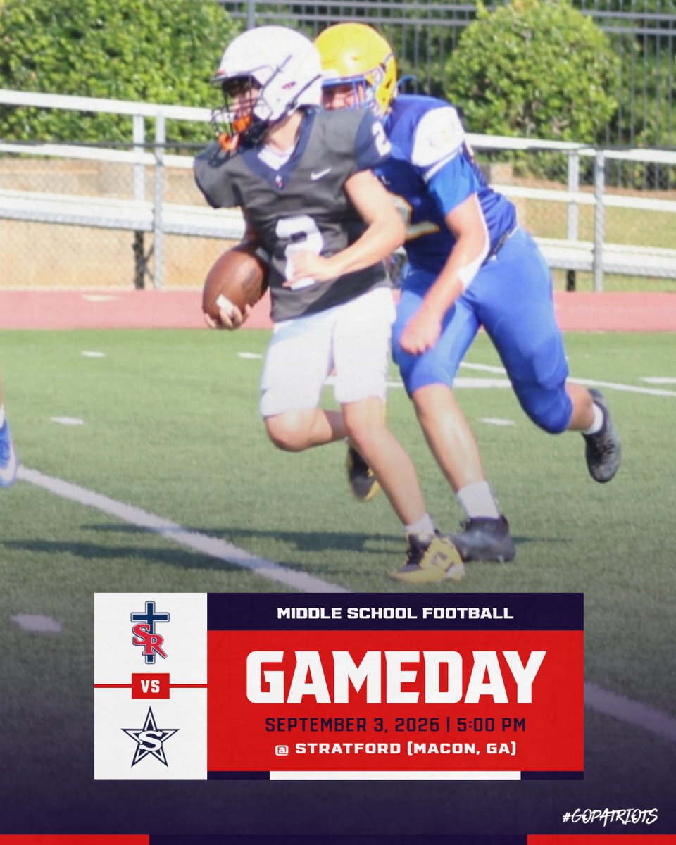 SRCS_Patriots's tweet photo. It's Game Day!!! The Middle School Football team is on the road to Macon to take on the Stratford Eagles! Kickoff is at 5:00...see you there!!

#WeAreStrongRock #GoPatriots https://t.co/X3hWr0lP0X