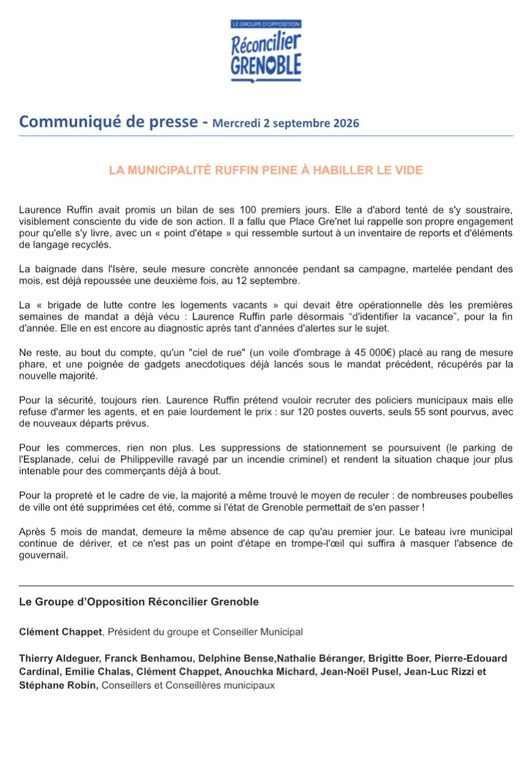 reconciliergre's tweet photo. La « transparence » ne masque plus le vide.
Bilan de Laurence Ruffin dans @LeDL_Grenoble          promesses reportées diagnostics en boucle et peu de résultats concrets sur la sécurité le logement ou le commerce
Les Grenoblois ne veulent pas de la communication
Notre Réponse ⤵️ https://t.co/Qx7OxaigYy
