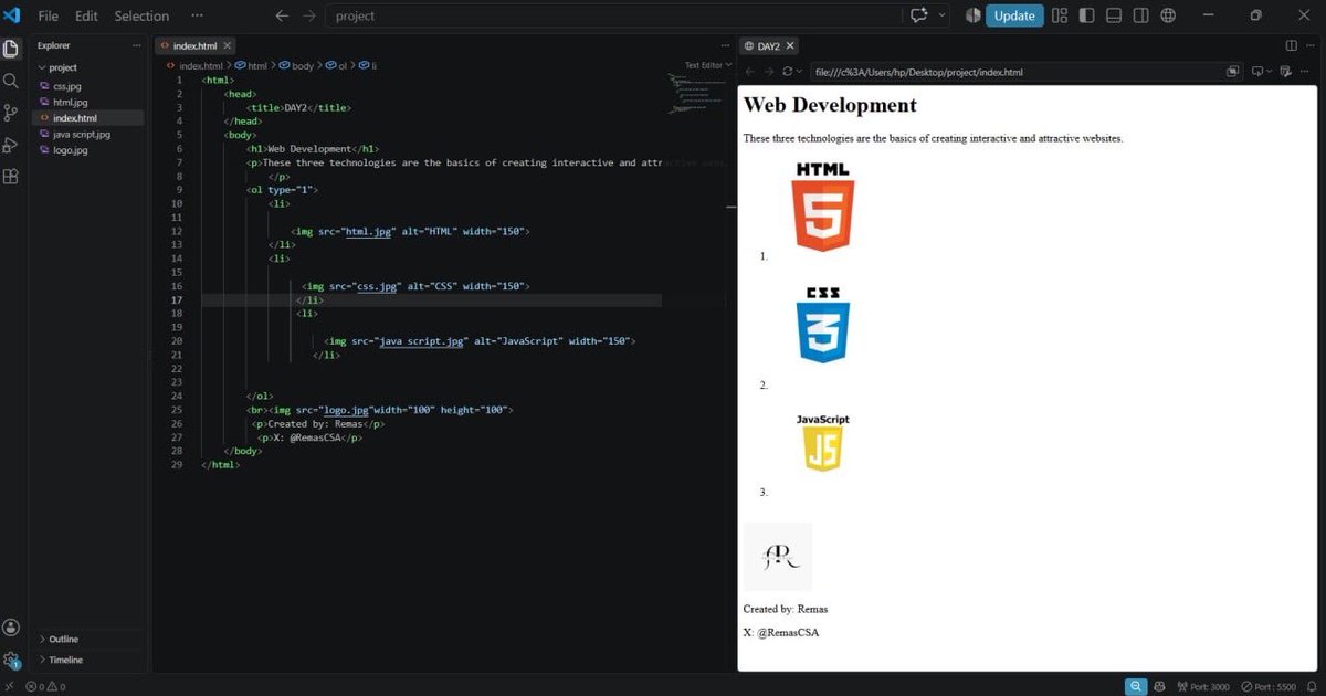 RemasCSA's tweet photo. Day 2 | Front-End 👩🏻‍💻
Task of the day ✨

#معسكر_FrontEnd_تعلمها https://t.co/J2xgzBiiJl