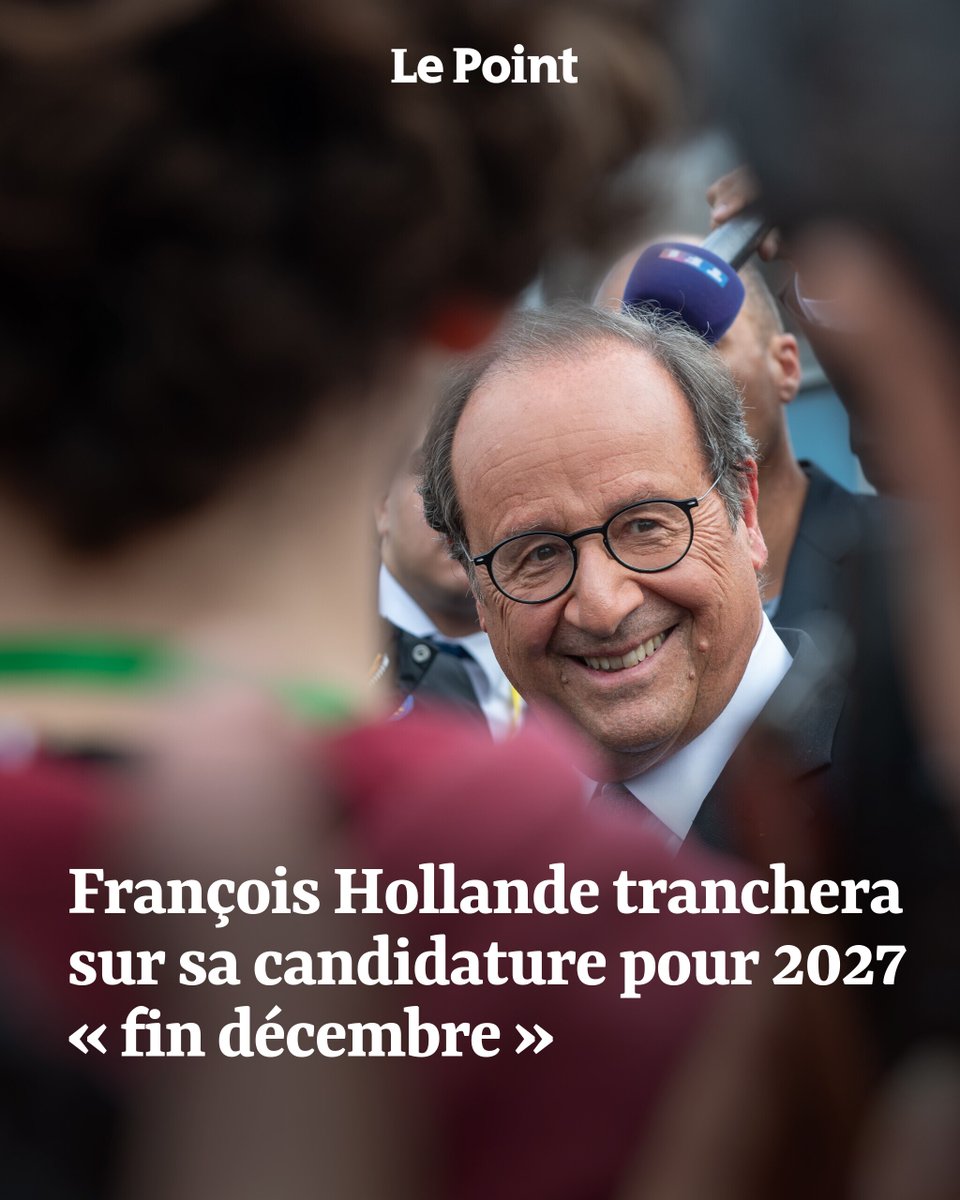 LePoint's tweet photo. 🔴 En direct de la rédaction
François Hollande a annoncé qu’il attendrait « la fin du mois de décembre » pour faire connaître sa décision sur une éventuelle candidature à la présidentielle de 2027.
➡️ https://t.co/LNySQ2g5DA https://t.co/G9WroqTFoD