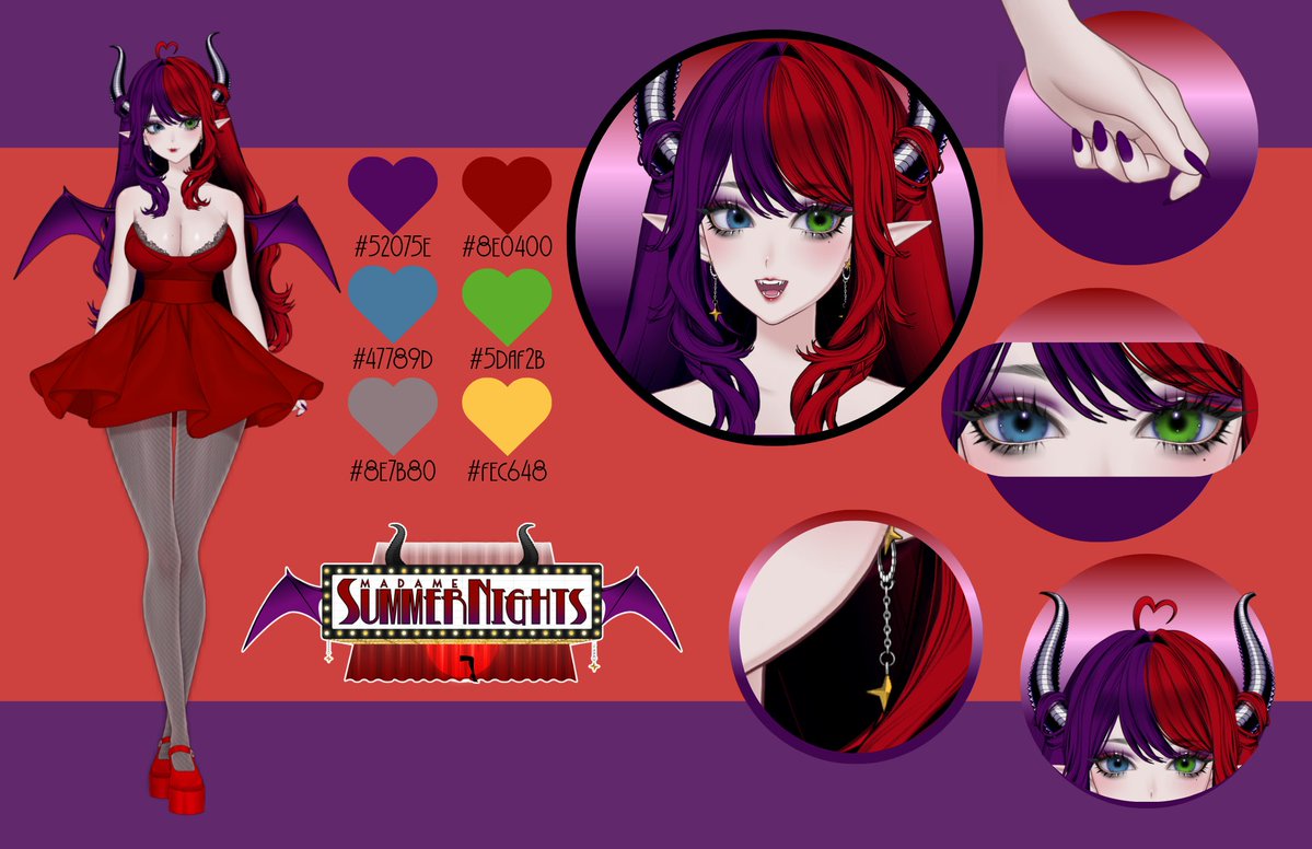 SummerNightsVT's tweet photo. I see all of y'alls detailed and adorable reference cards and I'm out here like, "lemme slap something together quickly on Canva." 😜 

One day, I'll get myself a nice one. ❤️💜 https://t.co/xfFliNXdeW