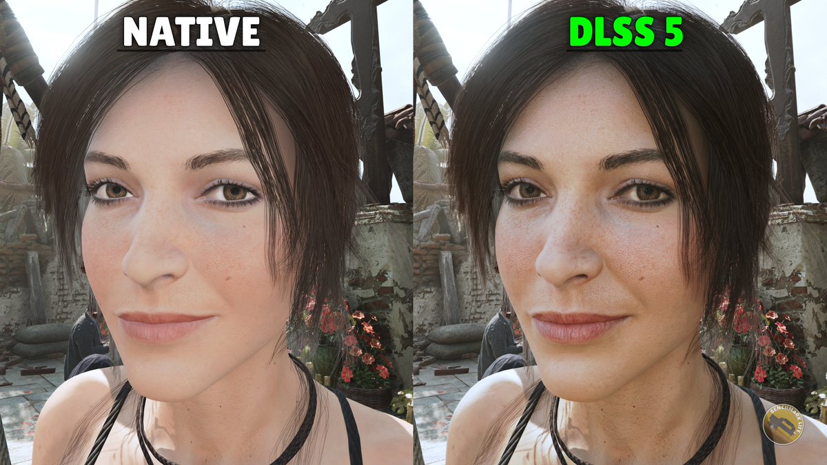 BenchmarklifeX's tweet photo. DLSS 5 vs native in Shadow of Tomb Raider. https://t.co/GfX1NhEoL0