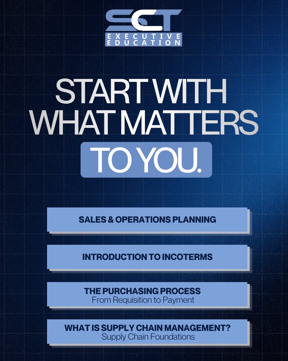 supplychaintal4's tweet photo. 𝐖𝐚𝐧𝐭 𝐭𝐨 𝐮𝐩𝐠𝐫𝐚𝐝𝐞 𝐲𝐨𝐮𝐫 𝐬𝐮𝐩𝐩𝐥𝐲 𝐜𝐡𝐚𝐢𝐧 𝐬𝐤𝐢𝐥𝐥𝐬?

Take a course with 𝐒𝐂𝐓 𝐄-𝐋𝐞𝐚𝐫𝐧𝐢𝐧𝐠, and earn a certificate upon completion.

Start learning today. 🎓

𝐄𝐱𝐩𝐥𝐨𝐫𝐞: https://t.co/qJAU23KpfZ

#SupplyChain #SupplyChainManagement https://t.co/VlO7HZPFhk