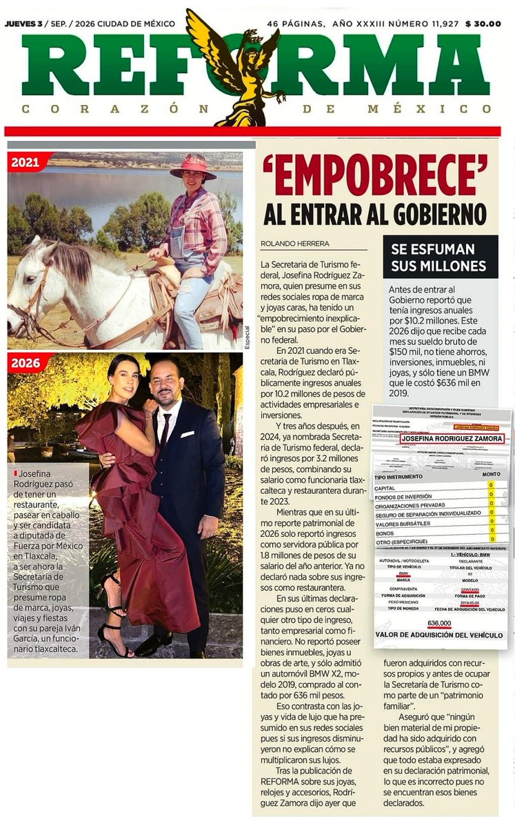 Melissa_Bely's tweet photo. Ayy... pobrecita !!

La Secretaria de Turismo antes era millonaria.

¿Y que creen? 

Nomás entró al gobierno...
¡ y se volvió pobre !

Así el CINISMO..

No le den RT ni FAV porque los van a poner en la lista de Sheinbaum.

👇 https://t.co/pTjYKsfIxD
