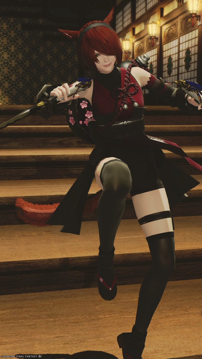 Hart_FF14's tweet photo. 夜桜衣装アルバージョン！
動きやすさ重視です！ https://t.co/0MgEMXNxvC