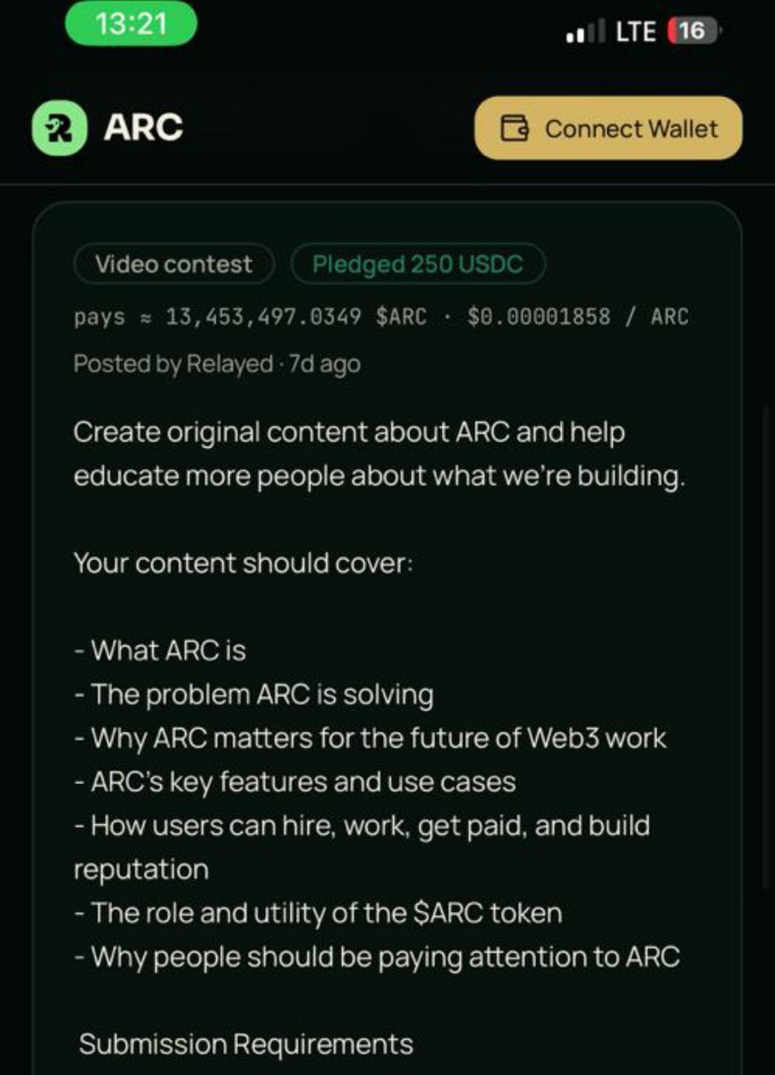 relayed_arc1's tweet photo. 🚨 BOUNTY ALERT: $250 UP FOR GRABS! 🎥

ARC is offering a $250 Video Content Bounty for creators who can make original content and help educate more people about what we’re building.

🎥 Create original ARC content
💰 $250 Reward Pool
🏆 50 winners • $5 each

Create. Educate. Submit. Get rewarded.

https://t.co/lxr6RxVcWS

The ARC Content Bounty is now LIVE. 🚀