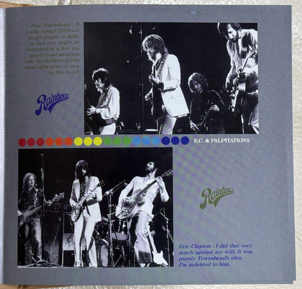 claptmania's tweet photo. #Eric_Clapton
Rainbow Concert
Eric Clapton & Palpitations
Rainbow Theatre London 1973, January 13 1st & 2nd Stage Complete
Soundboard Source
EVSD
オフィシャル盤の覇気のない印象を打ち消してくれた記念盤。
それとダブル・レイラが初めて聴けた記念盤。
装丁含め文句なしマストアイテム‼️ https://t.co/FH5E9ITMaG