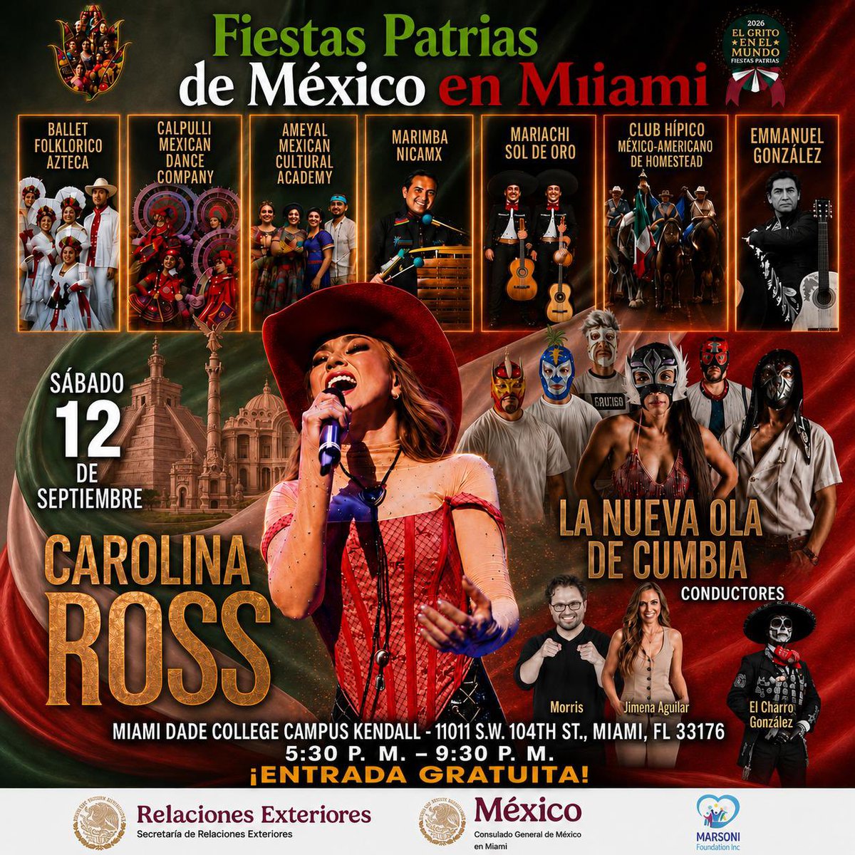 ConsulMexMia's tweet photo. La destacada presencia de los emprendimientos y negocios mexicanos en la próxima celebración de las #FiestasPatriasdeMéxico, en la cual @ConsulMexMia promueve e impulsa para visibilizar su contribución cultural y económico regional🇲🇽en el sur de Florida: “Casa Marín Cocina Mexicana”. 

🗓️Sábado 12 de septiembre 
📍Gimnasio del Miami Dade College campus Kendall - 11011 SW. https://t.co/iXuH7TFgfA., Miami, FL. 33176
⏰5pm - 9:30pm

¡Viva México💚🤍❤️!

#DiplomaciaPublicaMx 
#DiplomaciaCulturalMx 
#FiestasPatriasdeMexicoenMiami