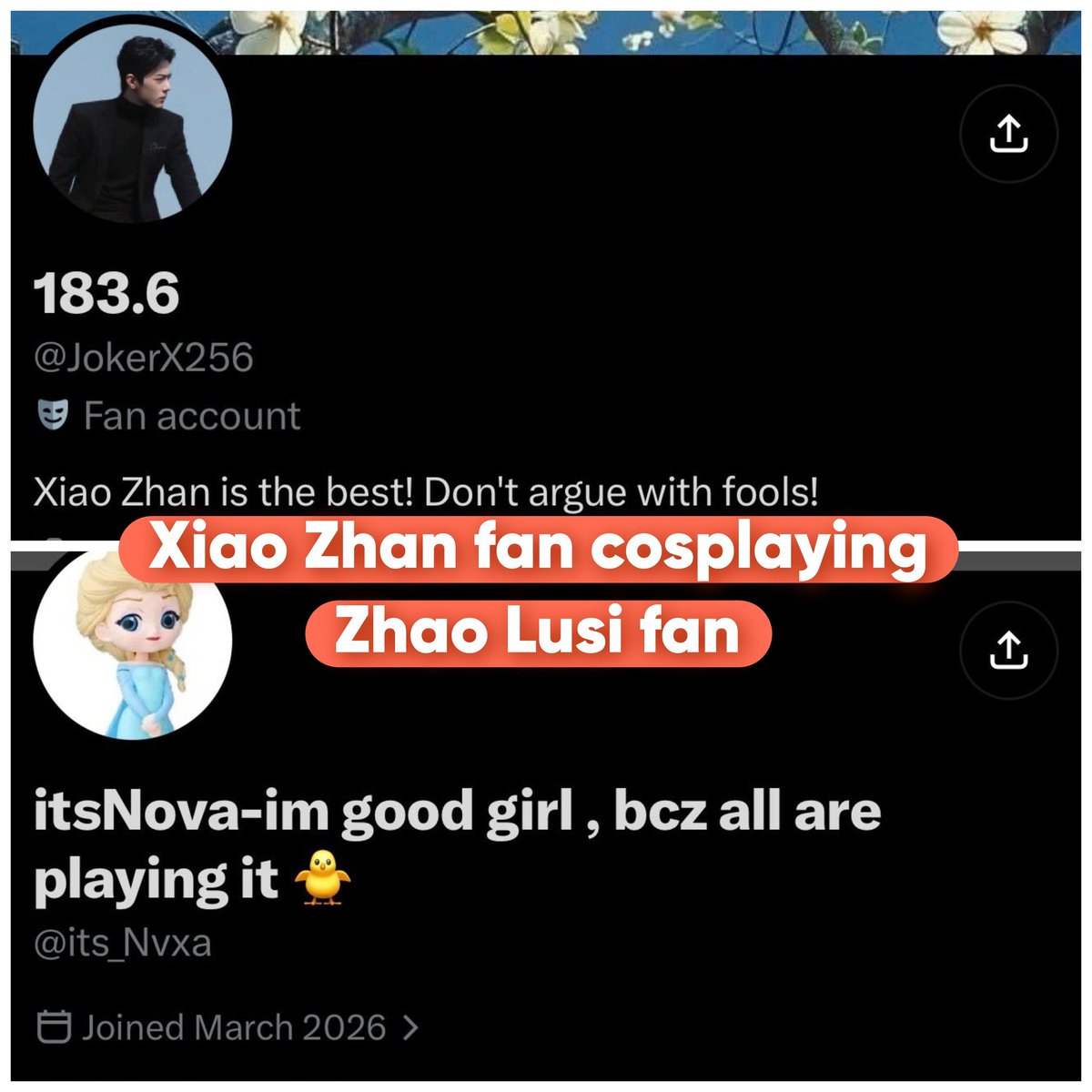 asurarue's tweet photo. xiao zhan fans are the most jobless fandom ever 😭 

1. pretending to be cpfs while running xfx accounts that constantly drag wyb

2. posing as zhao lusi fans to spark fanwars and 

3. creating many melon accounts to use other actors for clout while promoting their nugu fave lmao https://t.co/ZDqPO3OnRF