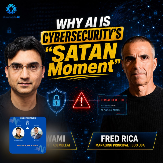 BrianLWheeler's tweet photo. BDO's Fred Rica (National Managing Principal, Cyber) shares why defenders must rethink the security playbook as #AI shifts the advantage to attackers. A timely conversation on #cyber risk, resilience, and staying ahead of emerging threats (via @AsembleAI) https://t.co/oAohlBkO72 https://t.co/OthoKeMm1C