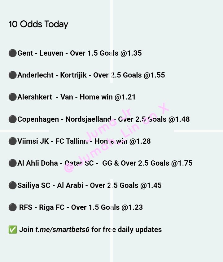 Jumah_Lin's tweet photo. 🍀 10 Sharp Odds Today

🍀 Sportybet : 4TAHAJ https://t.co/kwwgBWKI9r