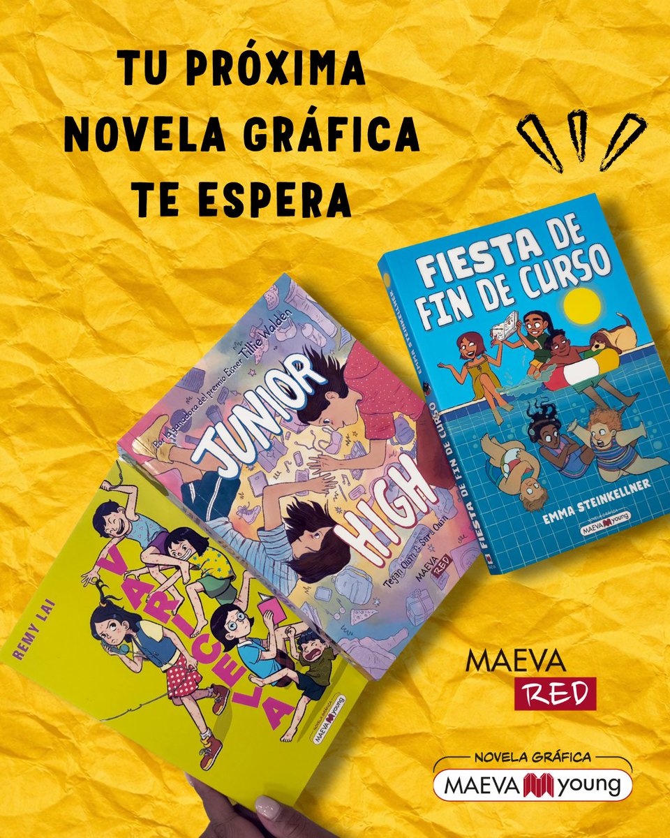 MAEVAyoung's tweet photo. 📚✨ Tu próxima novela gráfica te está esperando… ¿cuál será? 👀
Tres historias, tres aventuras y muchas viñetas por descubrir. 💥
¿Ya tienes favorita?
_______
#YoLeoMAEVA #MAEVAyoung #NovelaGráfica #LibrosJuveniles #lij #JuniorHigh #Varicela #FiestaDeFinDeCurso https://t.co/9WXTmKTdUN